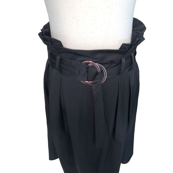 ZARA BLACK A-LINE PLEATED SKIRT WITH BELT | NEW WITH TAGS | NO FLAWS | MEDIUM - Picture 3 of 11